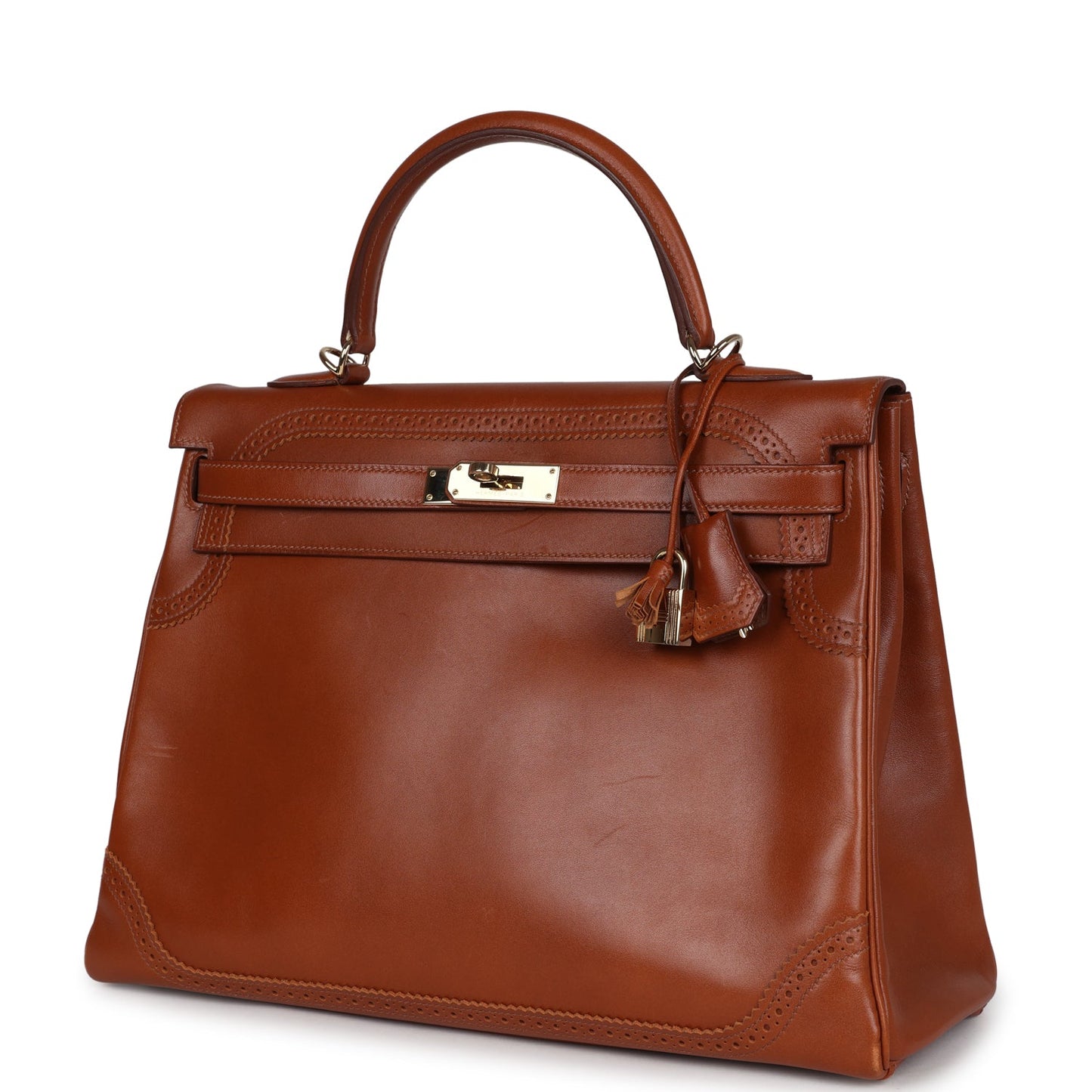 Hermes Ghillies Kelly Retourne 35 Fauve Tadelakt Permabrass Hardware