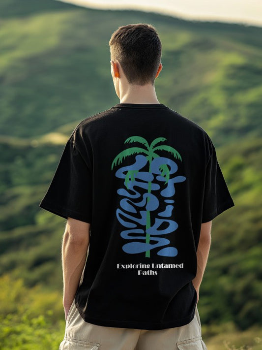 Men's Oversized Graphic T-Shirt – Black, Blue & Green