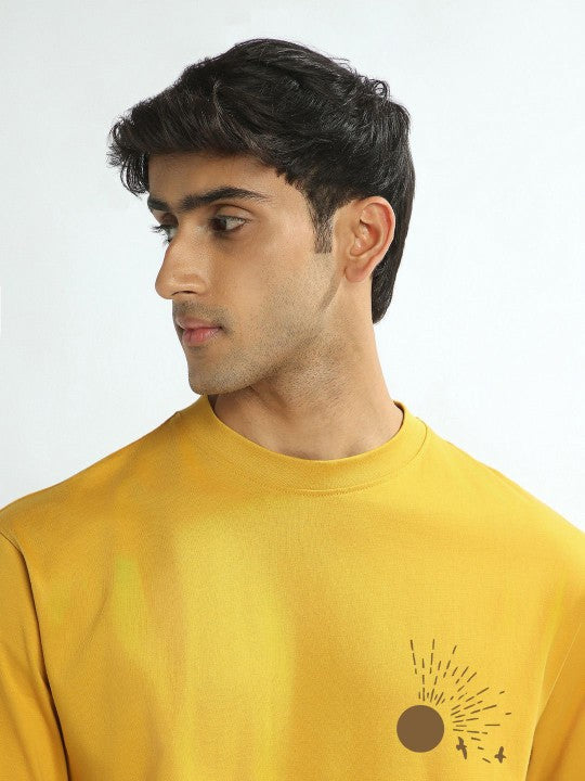 Men's Oversized Graphic T-Shirt – Mustard, Green & White