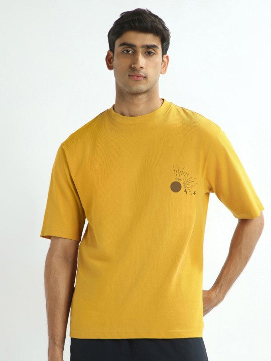 Men's Oversized Graphic T-Shirt – Mustard, Green & White