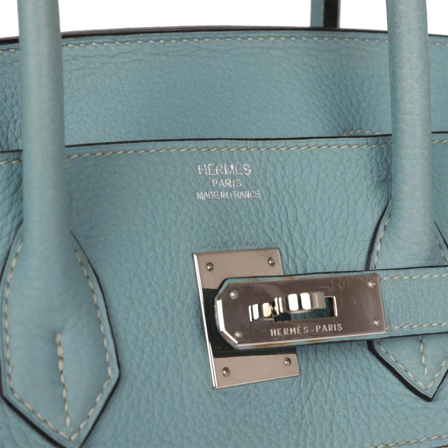 Hermes Birkin 35 Toile H and Ciel Clemence Palladium Hardware