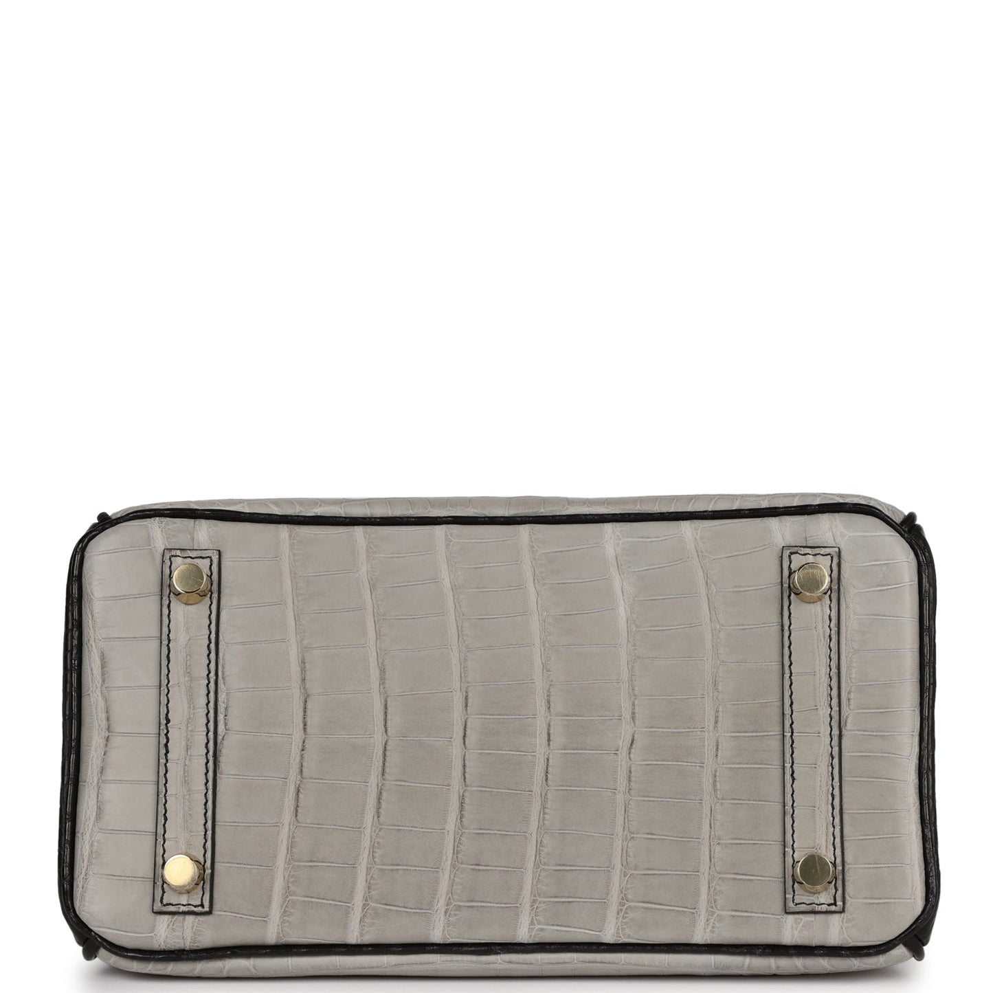 Hermes Special Order (HSS) Birkin 25 Gris Perle and Black Matte Alligator Mississippienis Brushed Gold Hardware