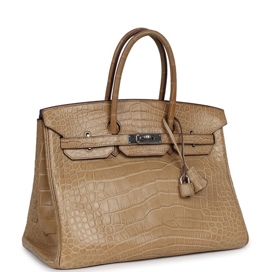 Hermes Birkin 35 Poussiere Matte Alligator Palladium Hardware