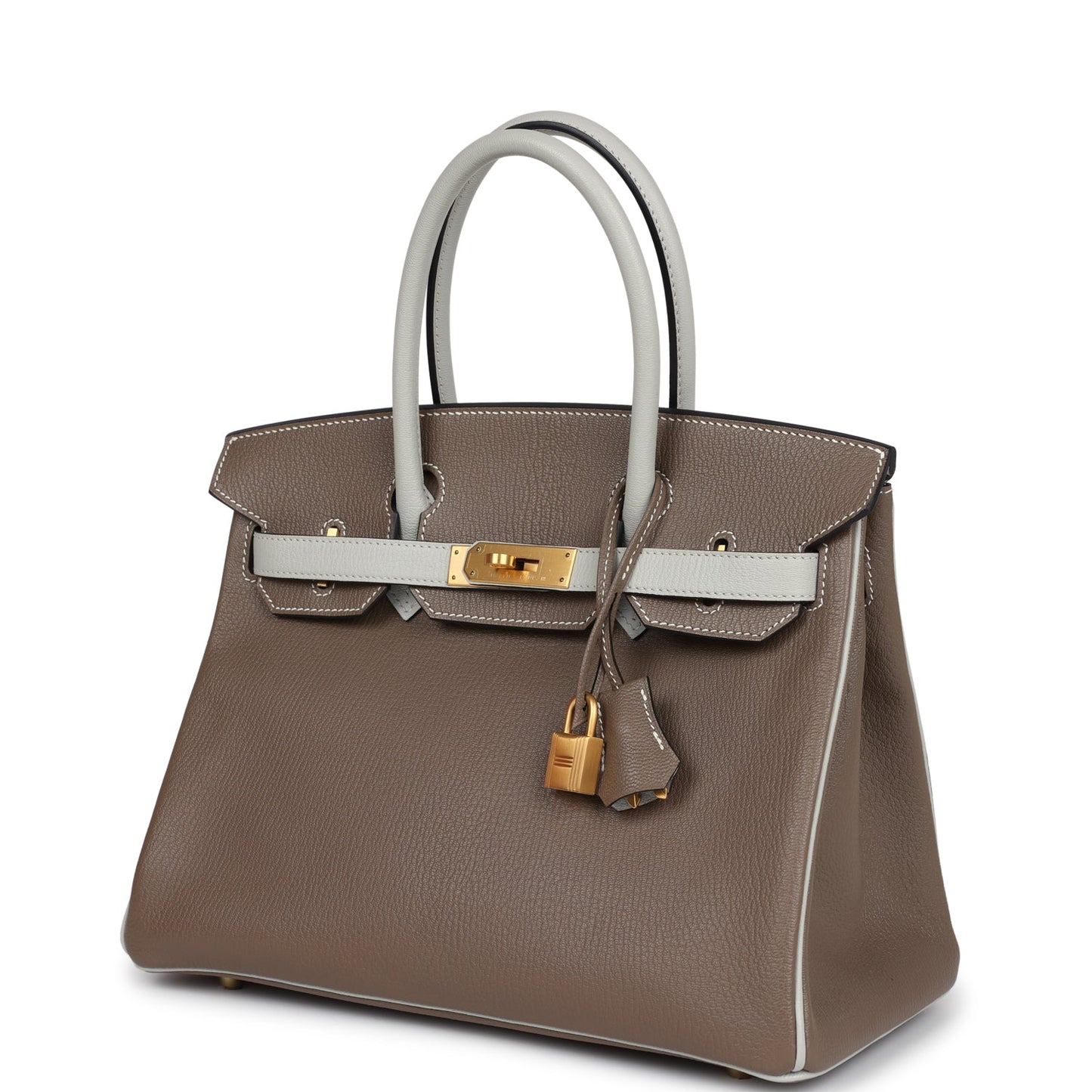 Hermes Special Order (HSS) Birkin 30 Etoupe and Gris Perle Chevre Brushed Gold Hardware