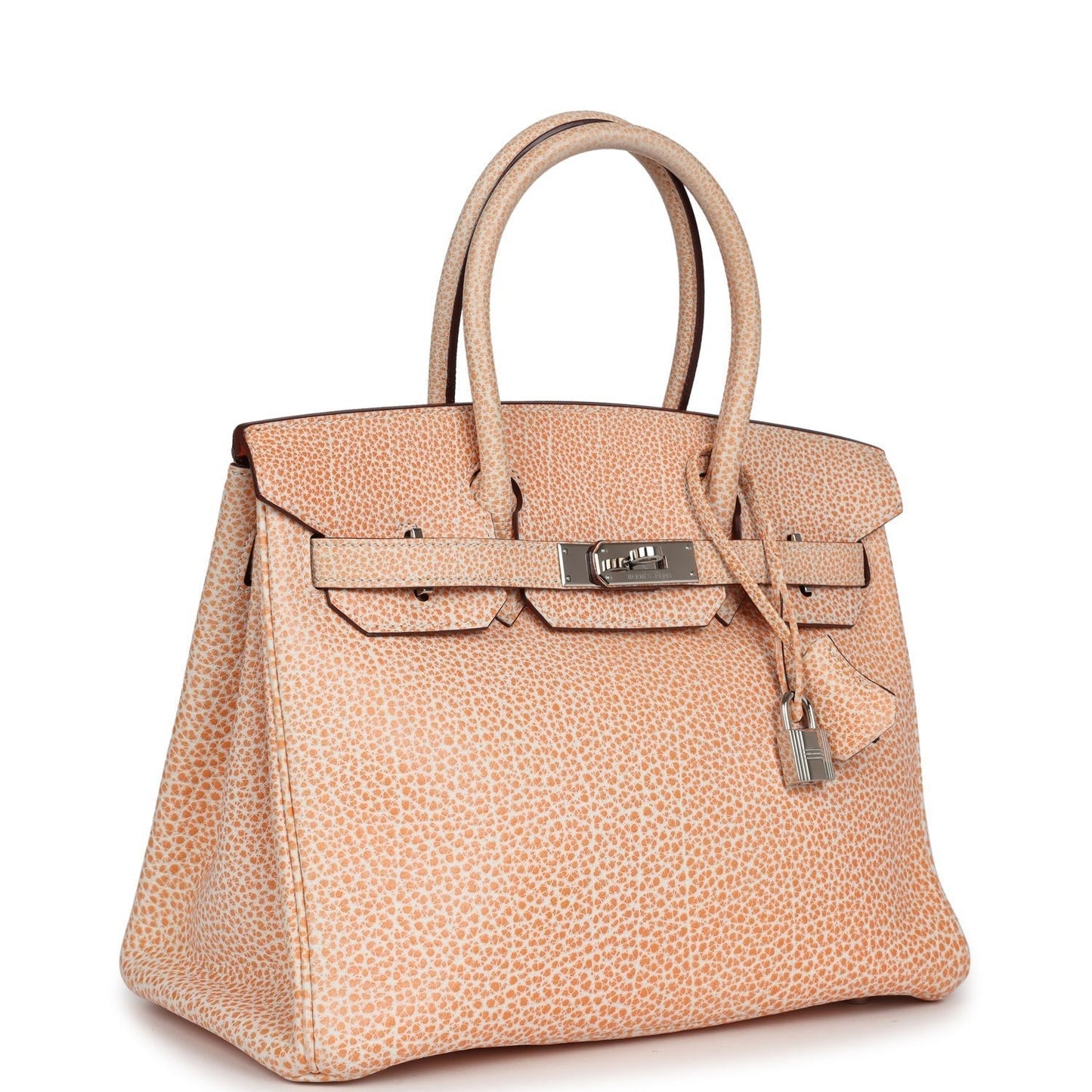 Vintage Hermes Birkin 30 Orange Dalmatian Buffalo Palladium Hardware