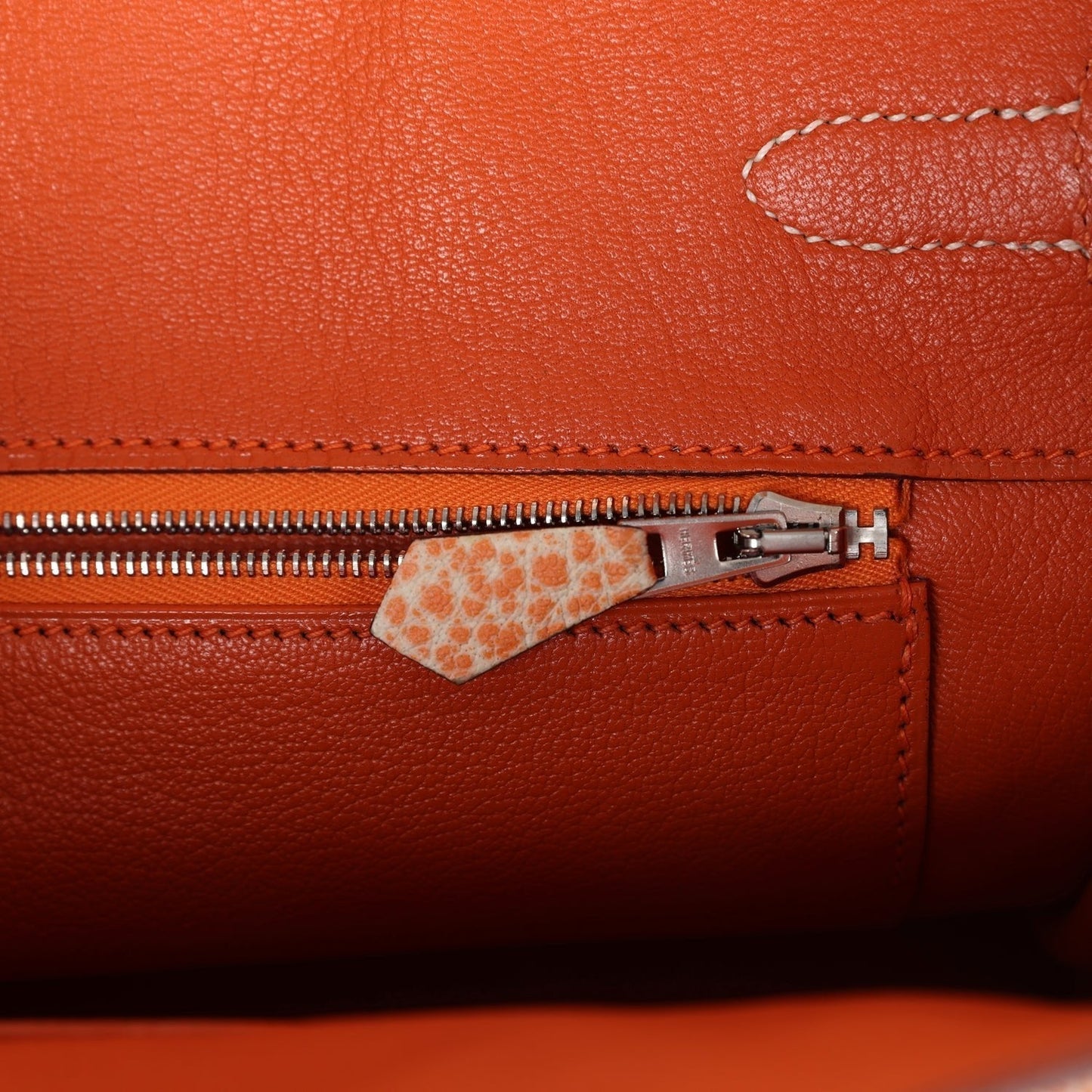 Vintage Hermes Birkin 30 Orange Dalmatian Buffalo Palladium Hardware