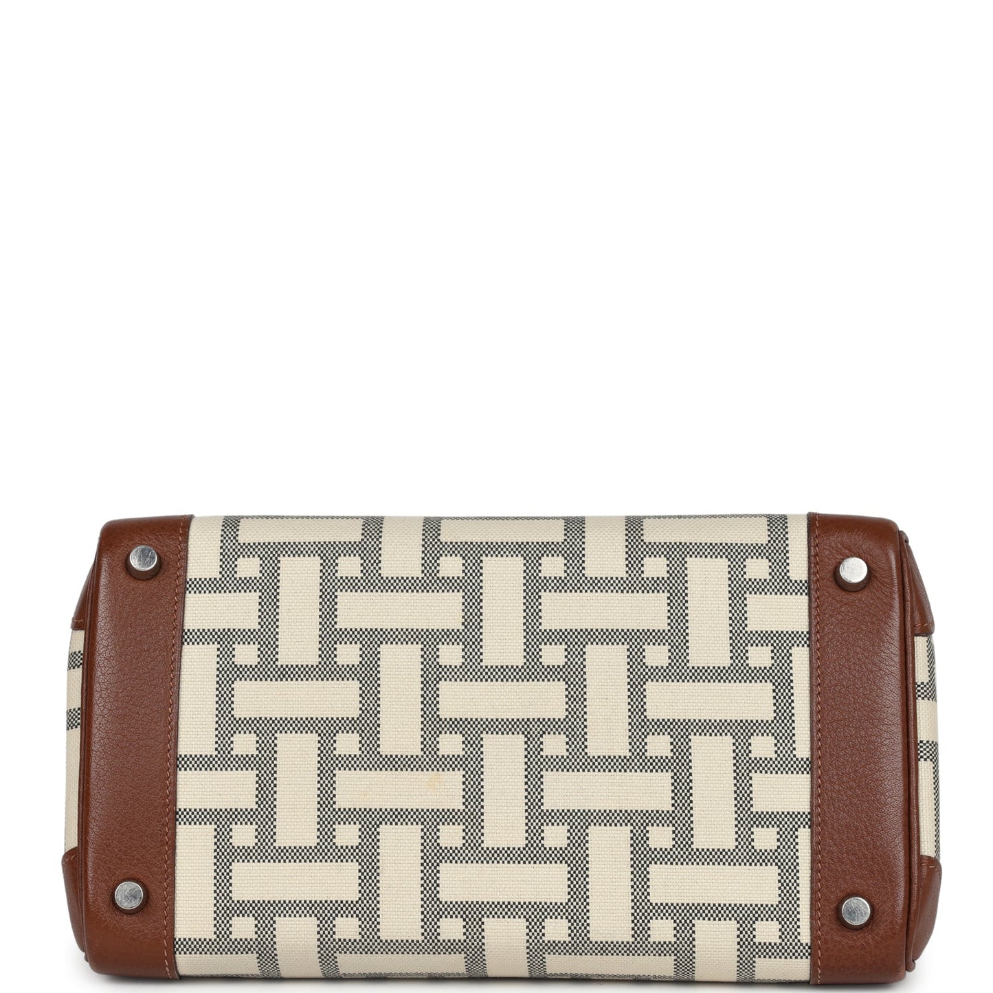 Hermes Birkin 30 Marron D'Inde Buffalo and Mosaique Canvas Palladium Hardware