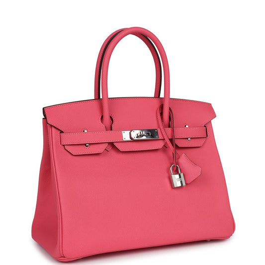 Hermes Birkin 30 Rose Azalee Epsom Palladium Hardware