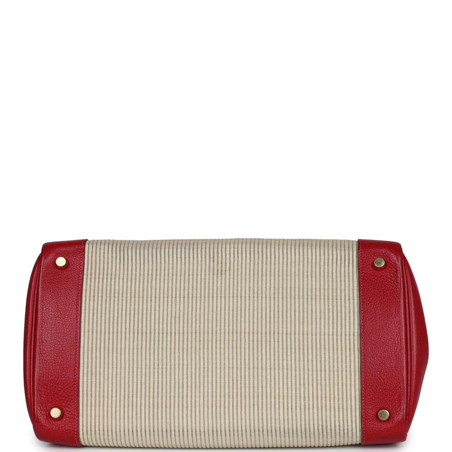 Vintage Hermes Birkin 35 Rouge Vif Buffalo and Crinoline Gold Hardware