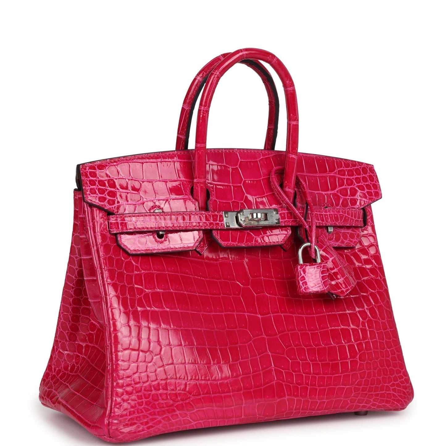 Hermes Birkin 25 Rose Mexico Shiny Porosus Crocodile Palladium Hardware