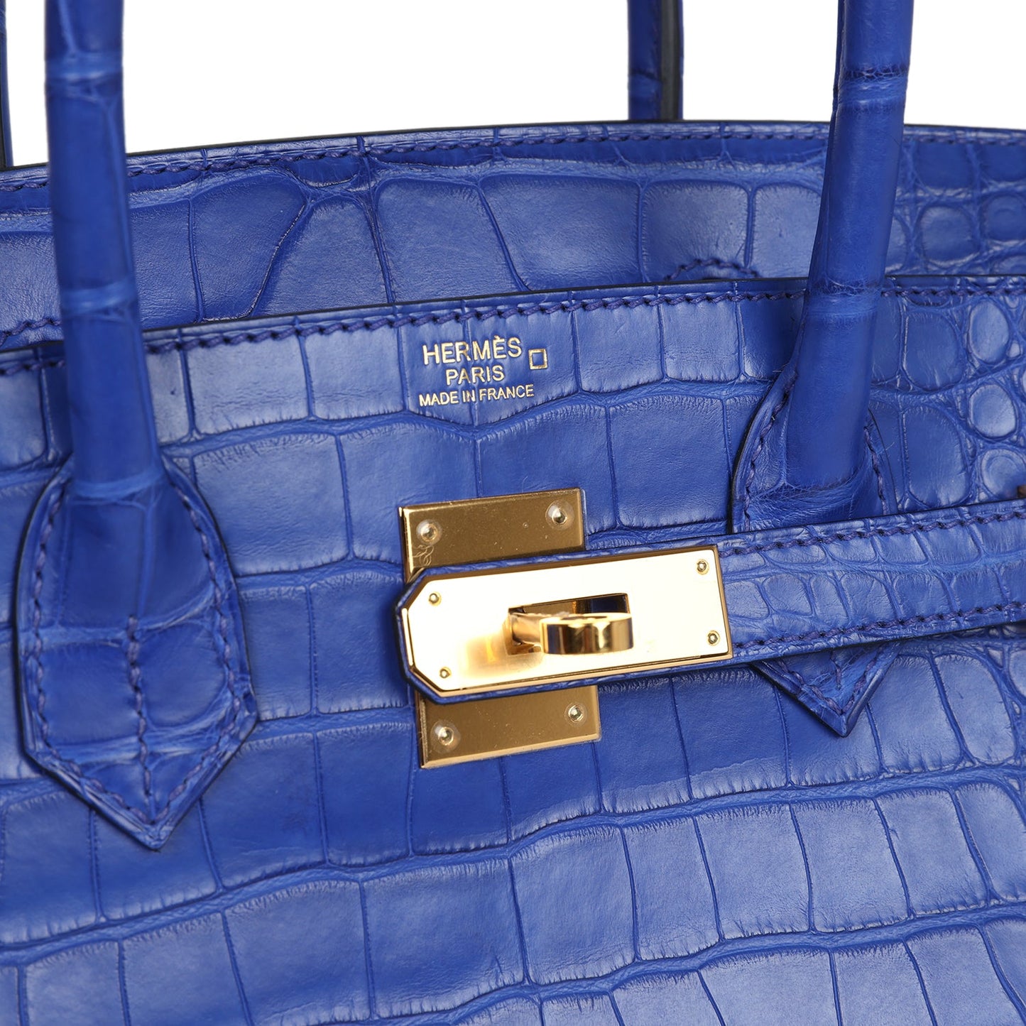 Hermes Birkin 30 Bleu Electric Matte Alligator Gold Hardware