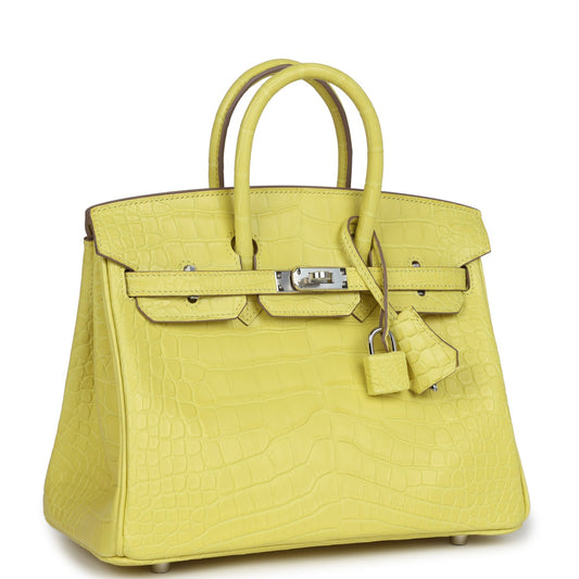Hermes Birkin 25 Lime Matte Alligator Palladium Hardware