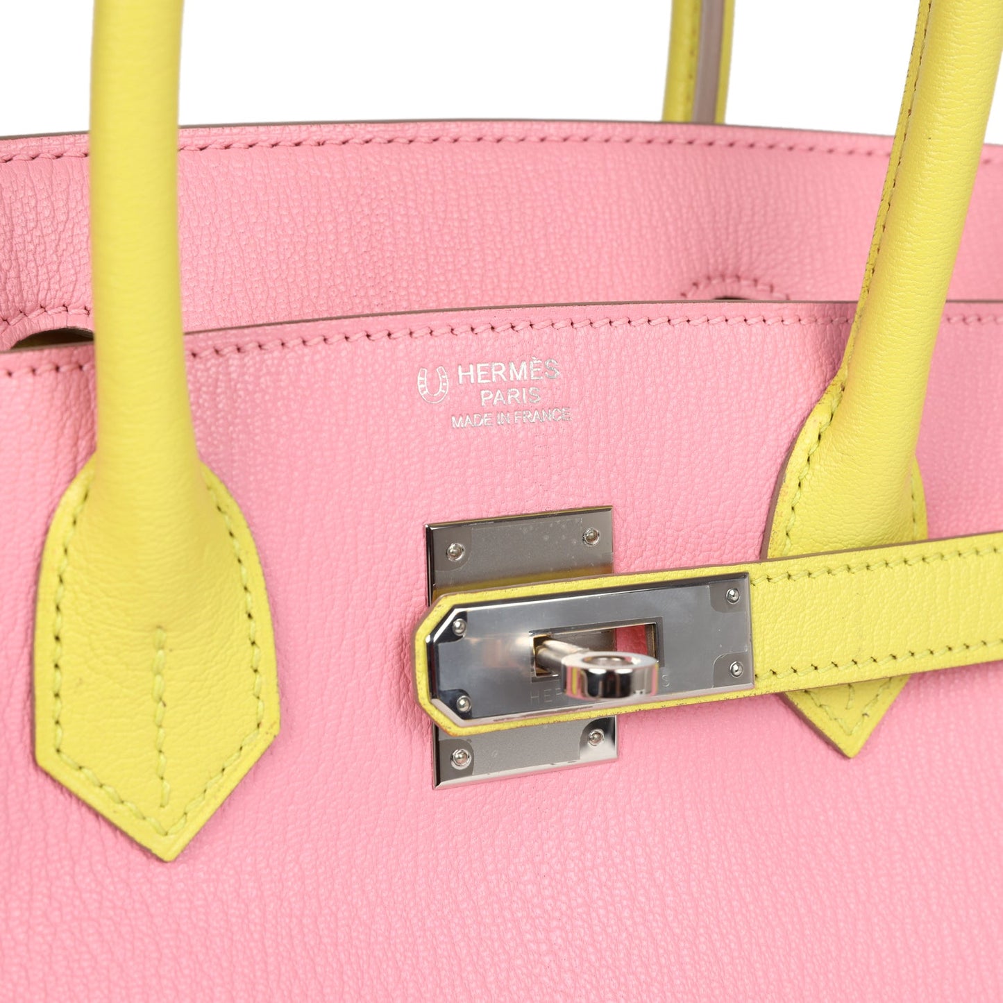 Hermes Special Order (HSS) Birkin 30 Rose Confetti and Lime Chevre Mysore Palladium Hardware