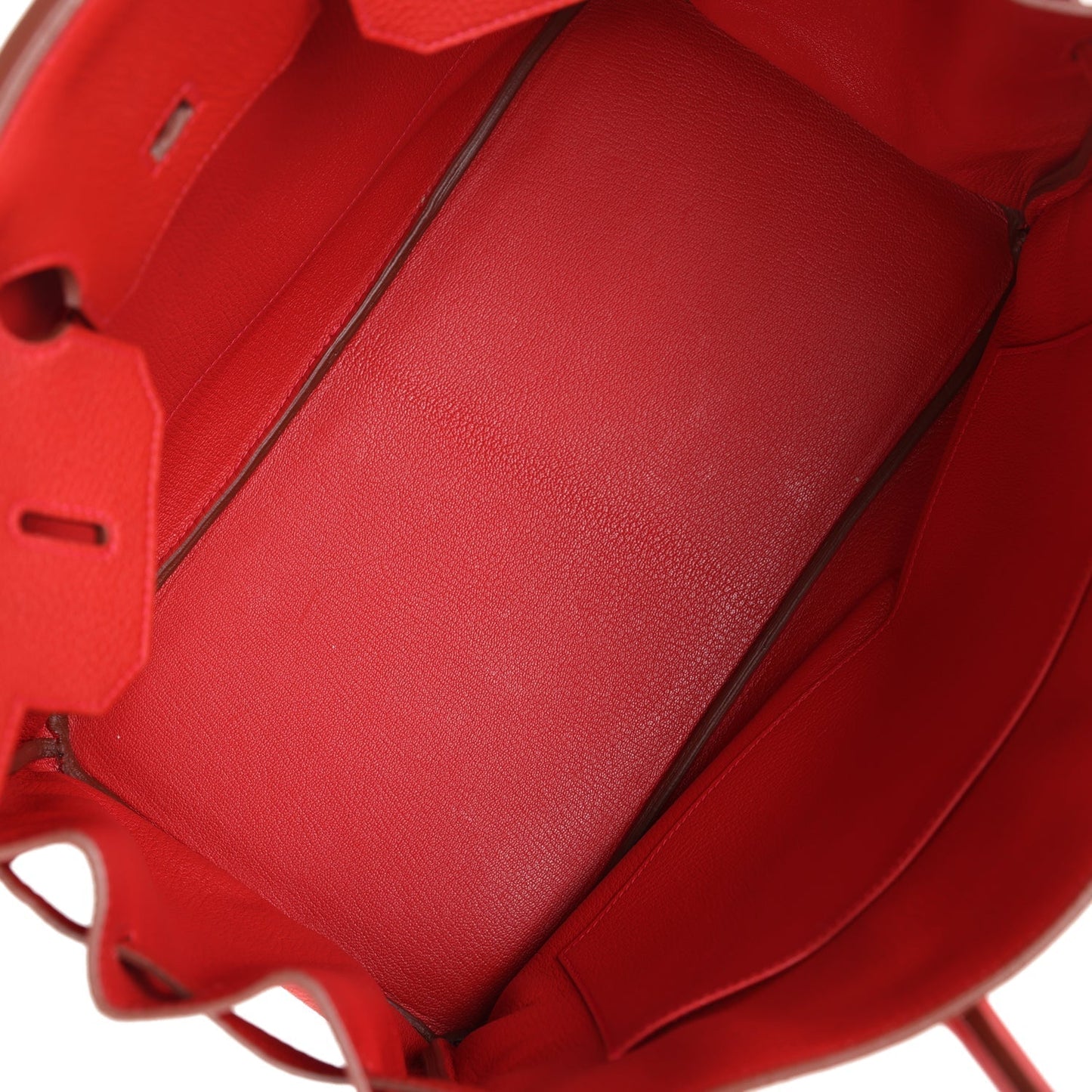 Hermes Birkin 35 Rouge Casaque Togo Palladium Hardware