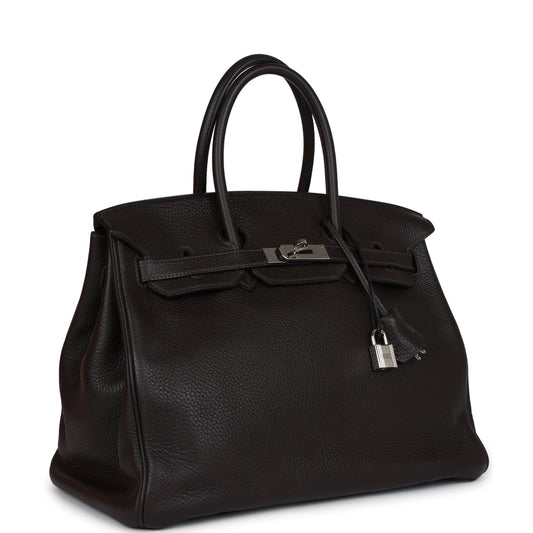 Hermes Birkin 35 Cafe Clemence Palladium Hardware