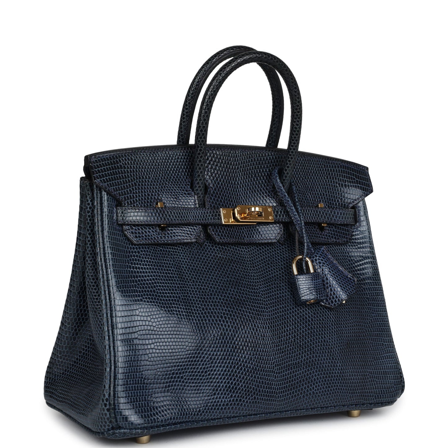 Hermes Birkin 25 Bleu De Malte Varanus Niloticus Lizard Gold Hardware