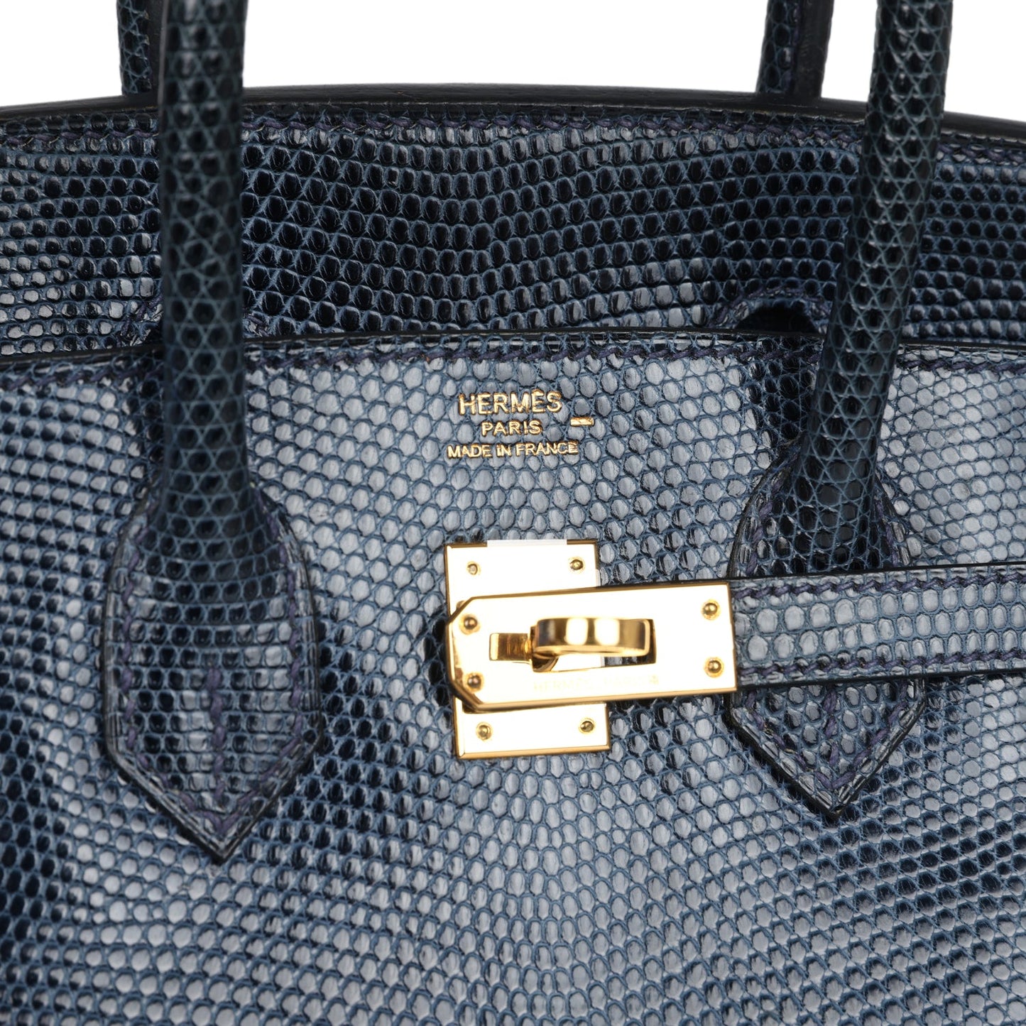 Hermes Birkin 25 Bleu De Malte Varanus Niloticus Lizard Gold Hardware