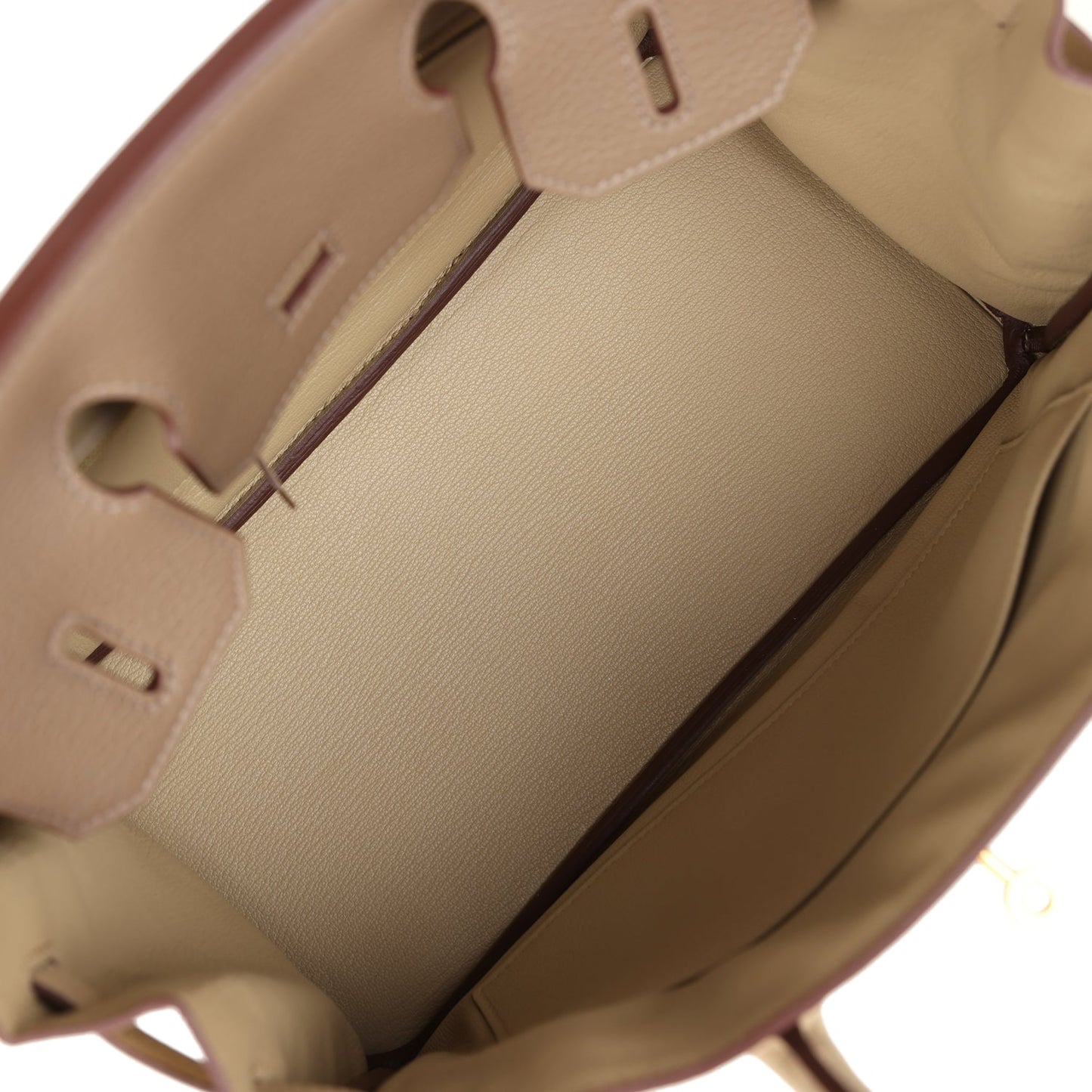 Hermes Special Order (HSS) Birkin 30 Bi-Color Gris Tourterelle and Etoupe Clemence Brushed Gold Hardware