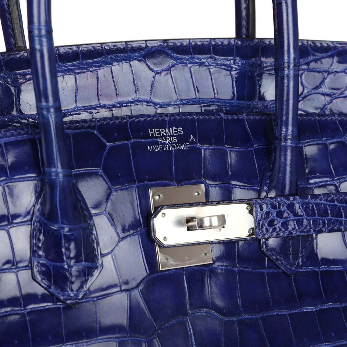 Hermes Birkin 35 Bleu Electric Shiny Porosus Crocodile Palladium Hardware