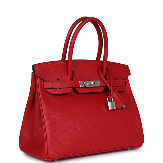 Hermes Birkin 30 Rouge Casaque Epsom Palladium Hardware