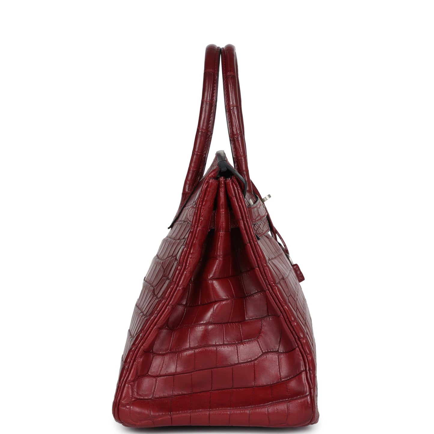 Vintage Hermes Travel Birkin 35 Rouge H Niloticus Crocodile Brushed Palladium Hardware