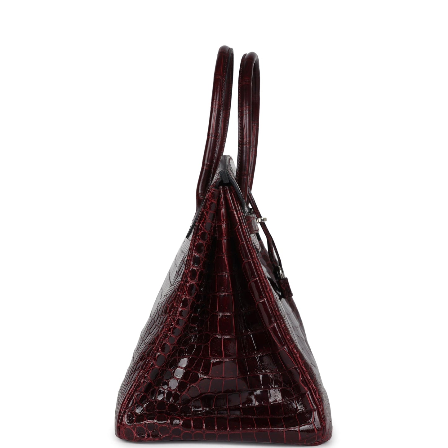 Hermes Birkin 35 Bordeaux Shiny Porosus Crocodile Palladium Hardware