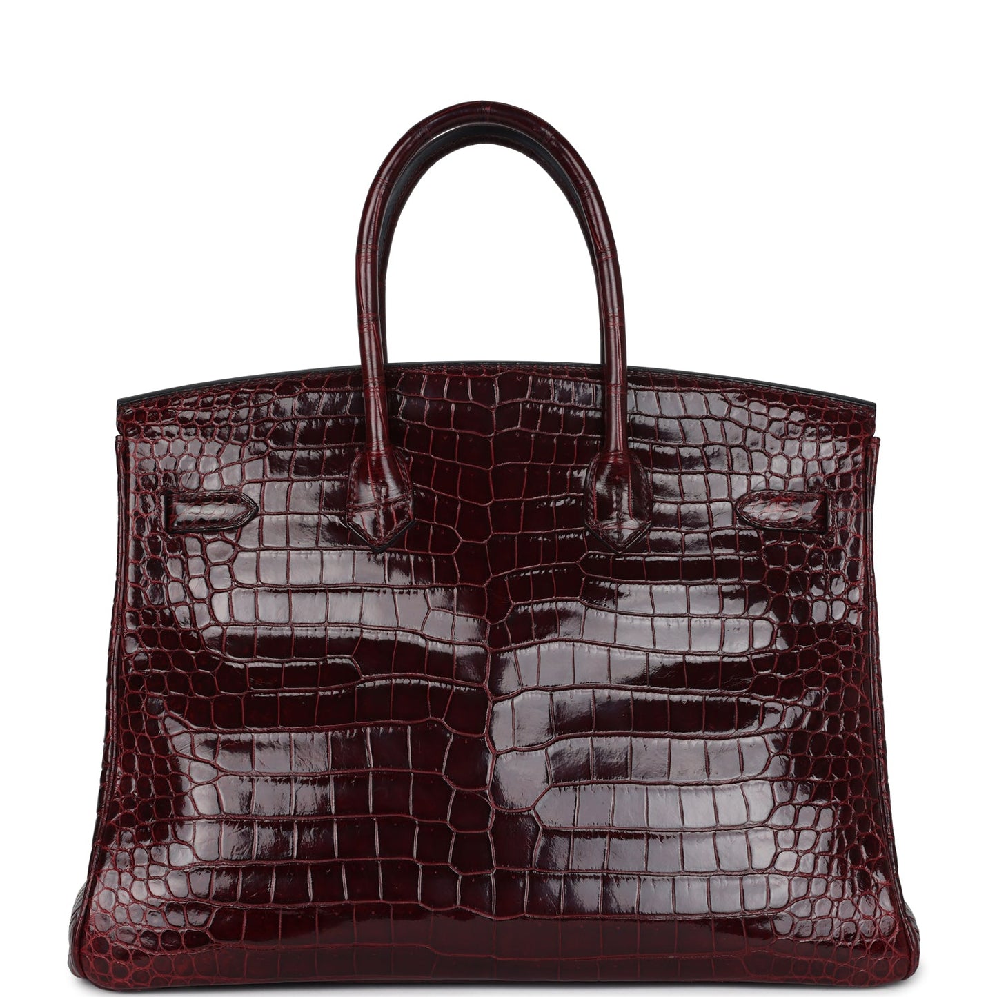Hermes Birkin 35 Bordeaux Shiny Porosus Crocodile Palladium Hardware