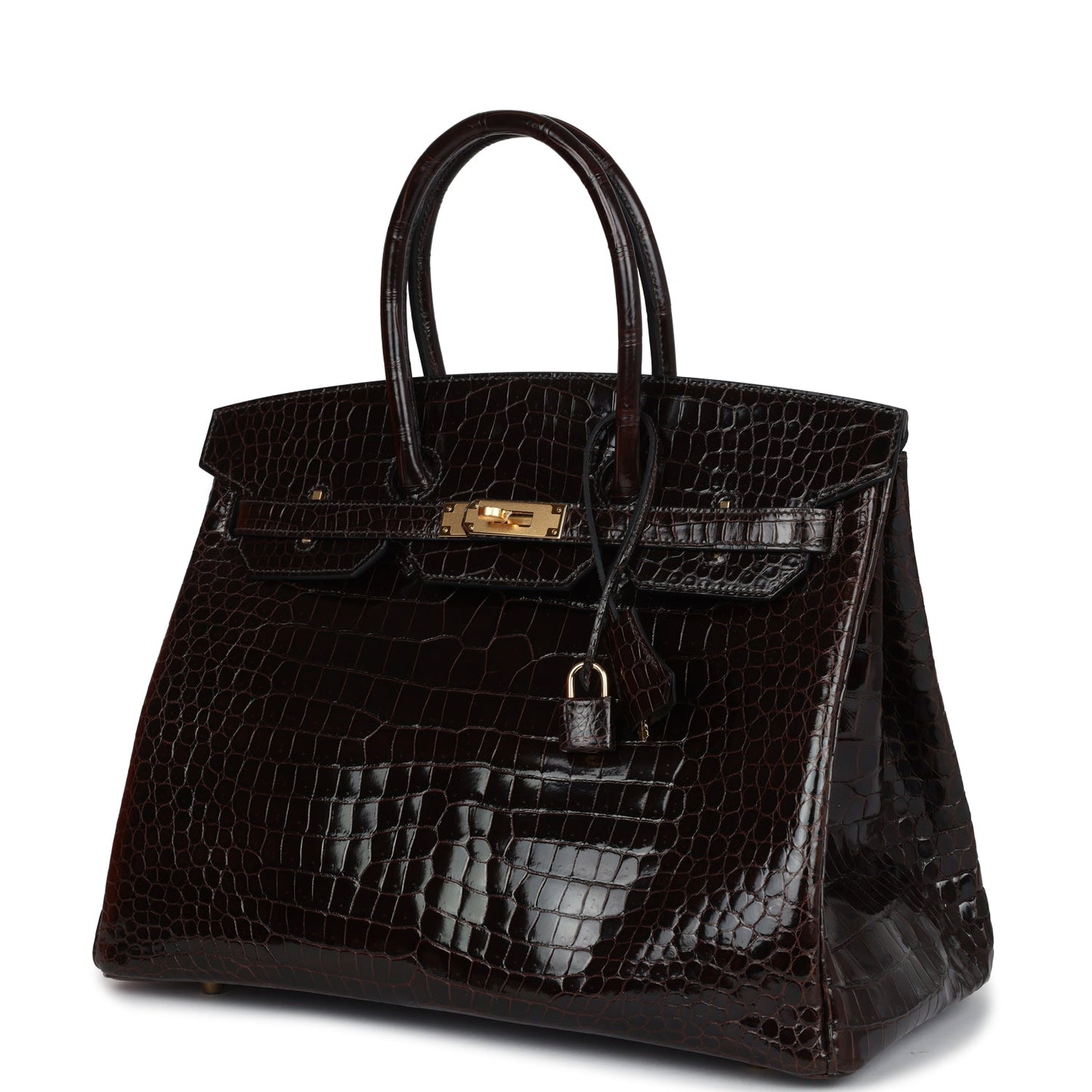 Hermes Birkin 35 Cocaon Shiny Porosus Crocodile Gold Hardware