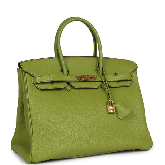 Hermes Birkin 35 Vert Anis Verso Togo Gold Hardware