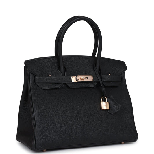Hermes Birkin 30 Black Togo Rose Gold Hardware