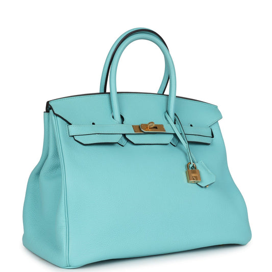 Hermes Birkin 35 Bleu Atoll Togo Gold Hardware