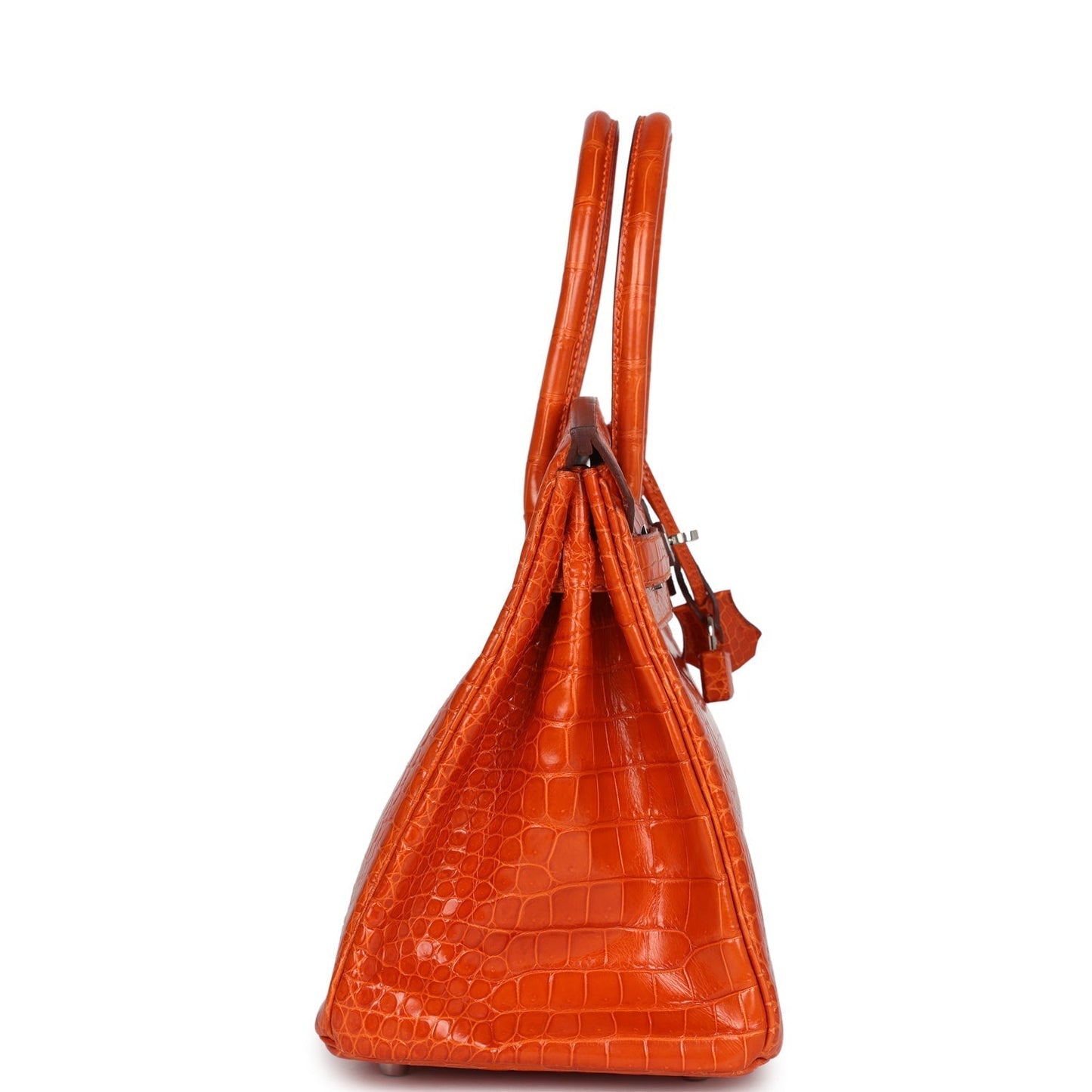 Hermes Birkin 30 Orange Shiny Porosus Crocodile Palladium Hardware