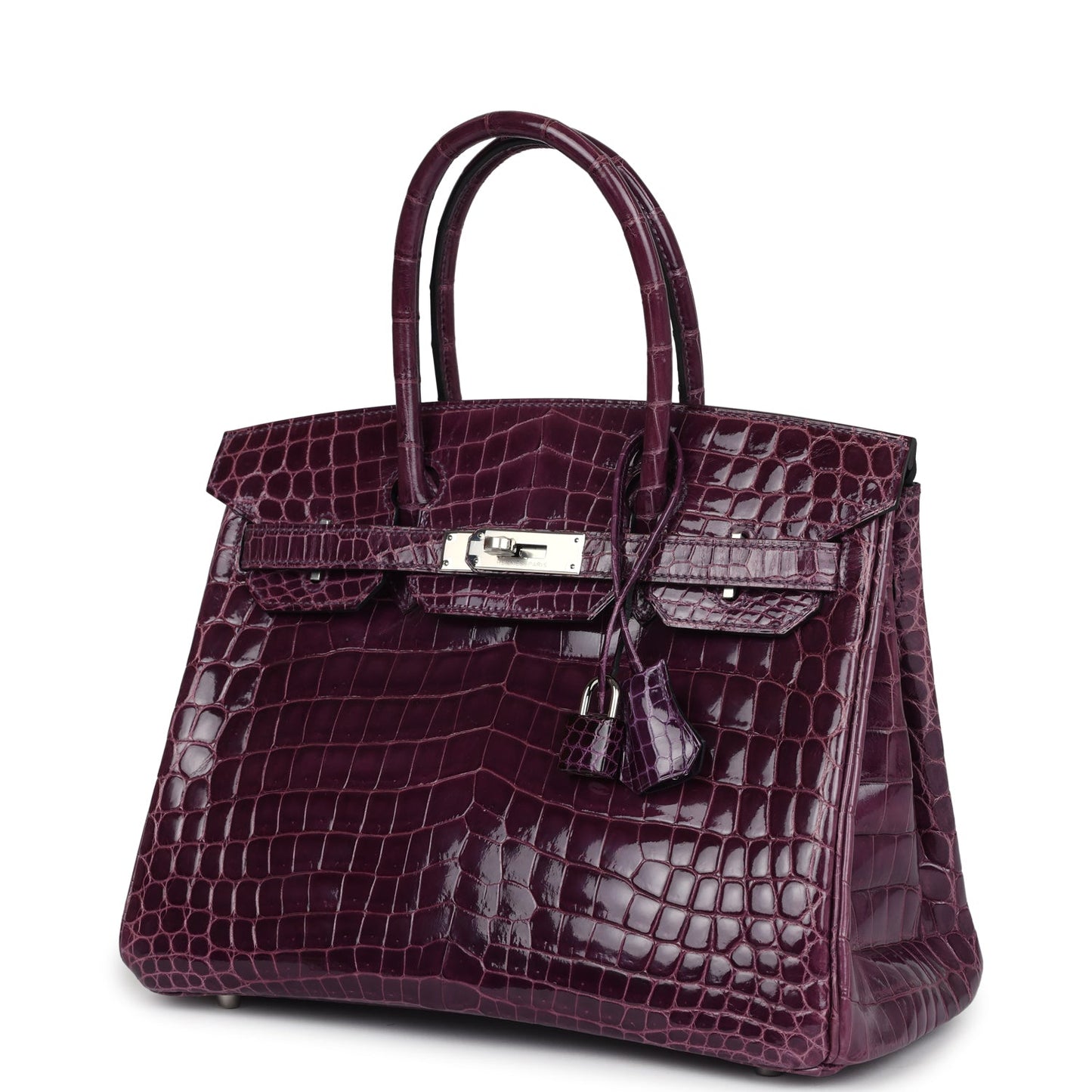Hermes Birkin 30 Amethyst Shiny Niloticus Crocodile Palladium Hardware