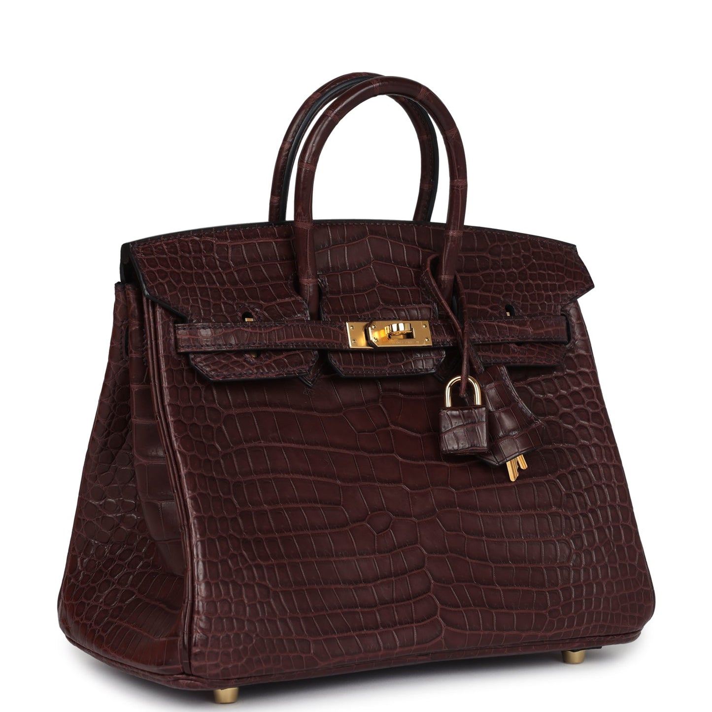 Hermes Birkin 25 Rouge Sellier Matte Porosus Crocodile Gold Hardware