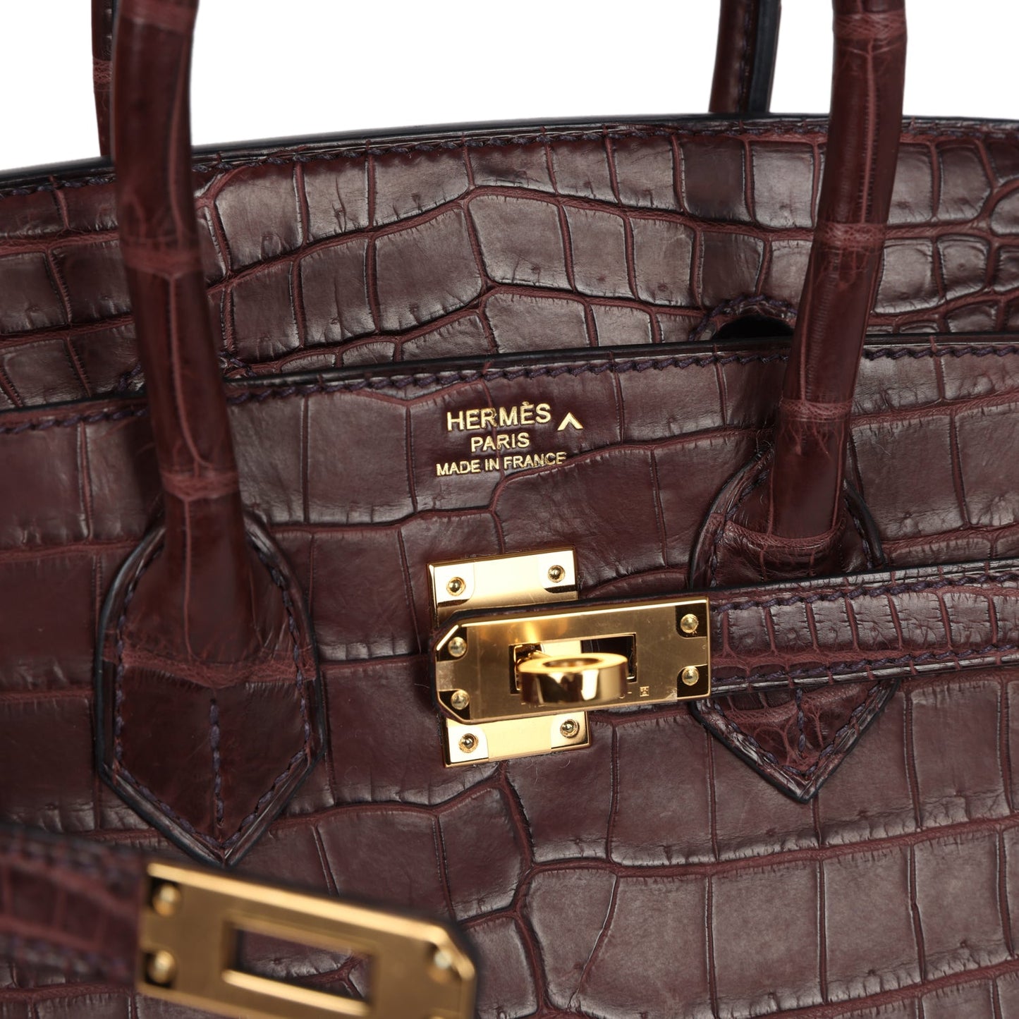 Hermes Birkin 25 Rouge Sellier Matte Porosus Crocodile Gold Hardware