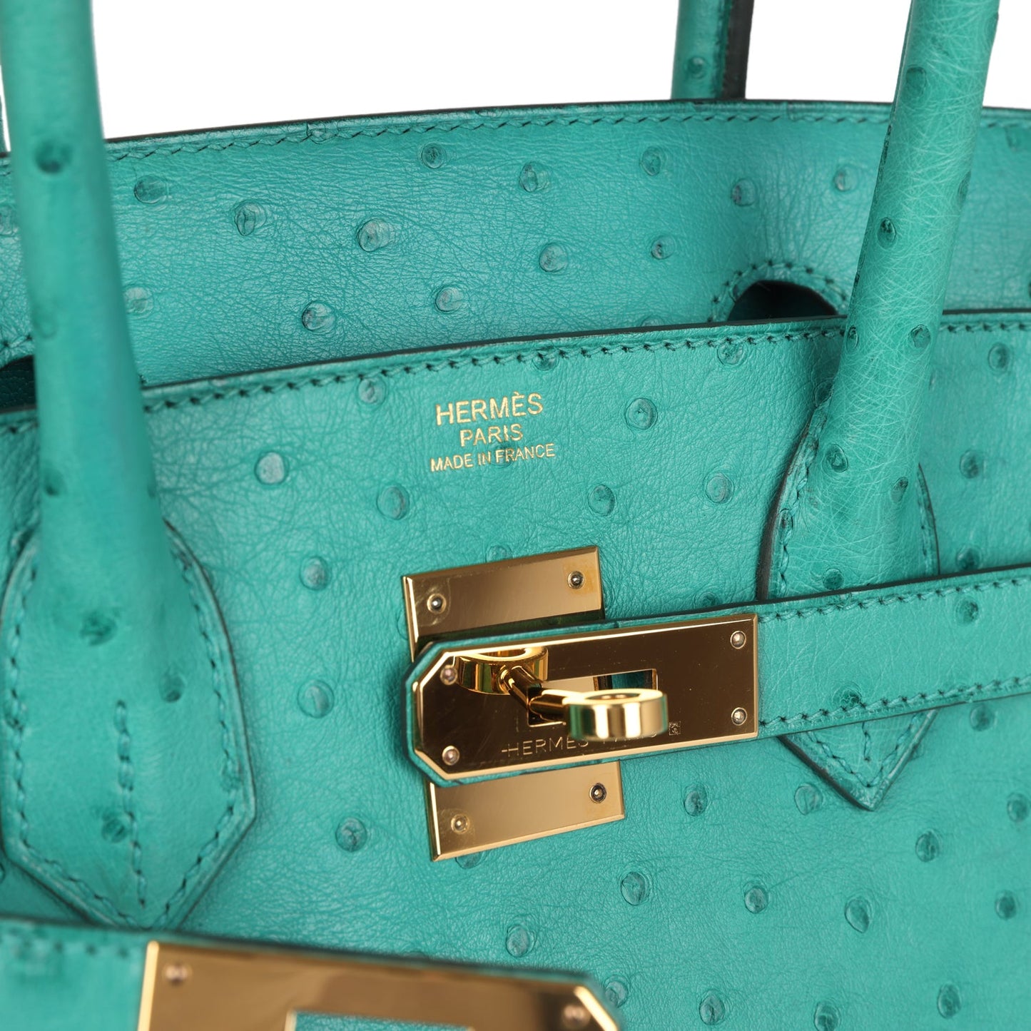 Hermes Birkin 30 Vert Verone Ostrich Gold Hardware