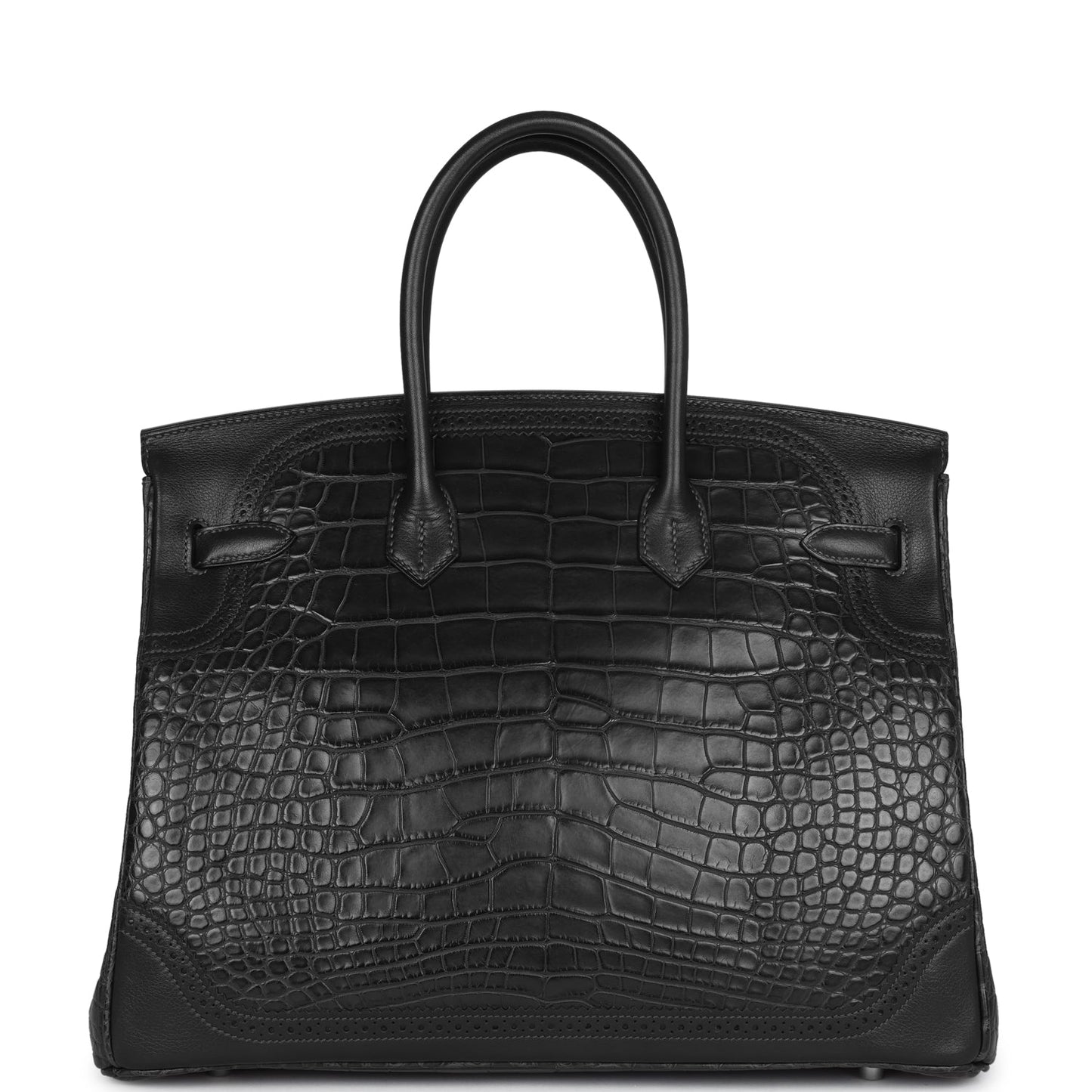 Hermes Ghillies Birkin 35 Ebene Matte Alligator and Swift Palladium Hardware