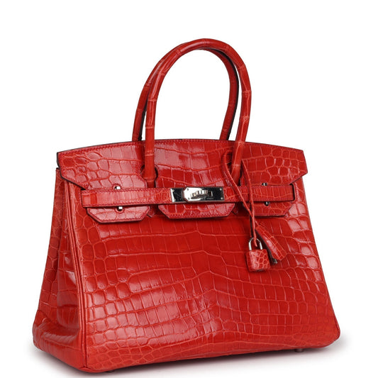Hermes Birkin 30 Geranium Shiny Niloticus Crocodile Palladium Hardware