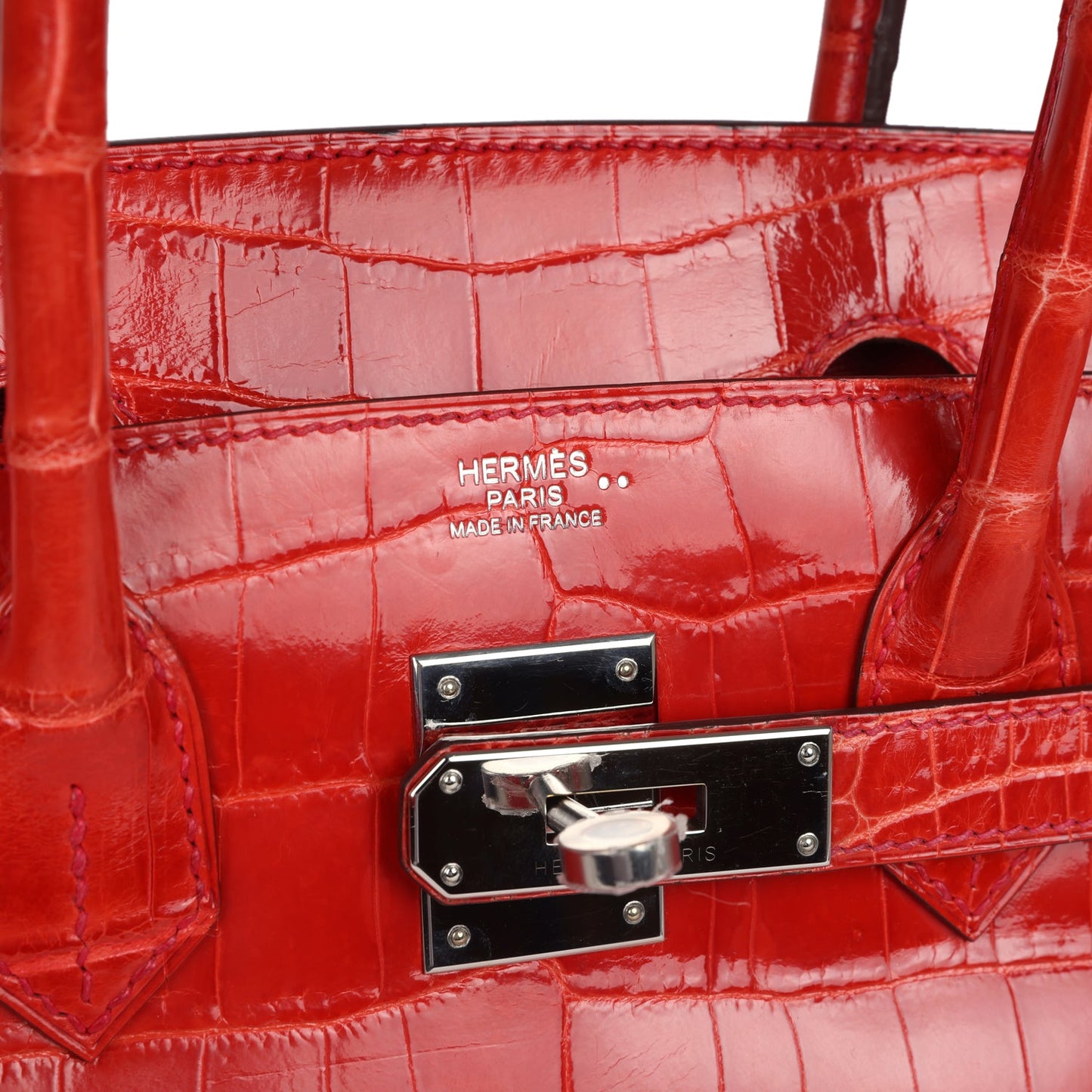 Hermes Birkin 30 Geranium Shiny Niloticus Crocodile Palladium Hardware