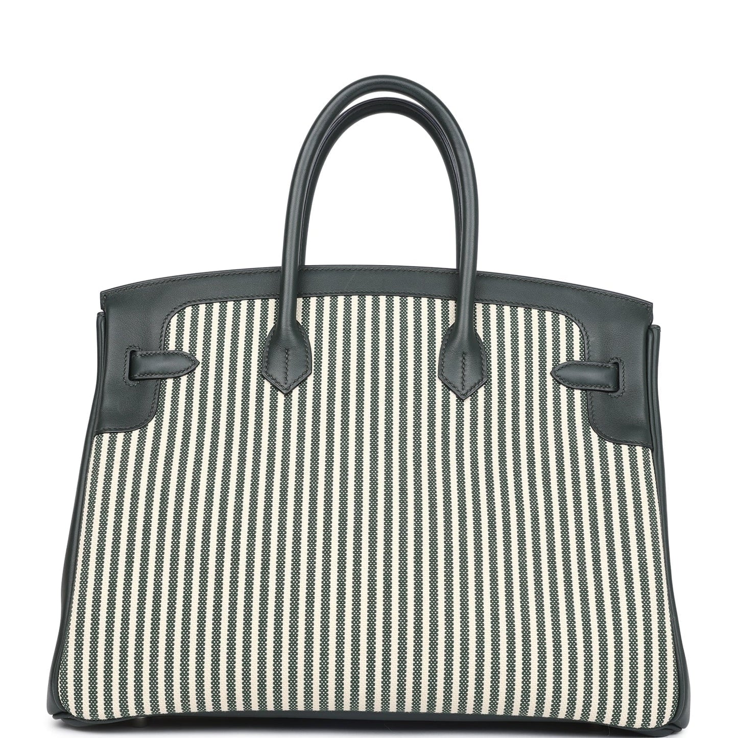 Hermes Birkin 35 Toile Riga and Vert Anglais Swift Palladium Hardware