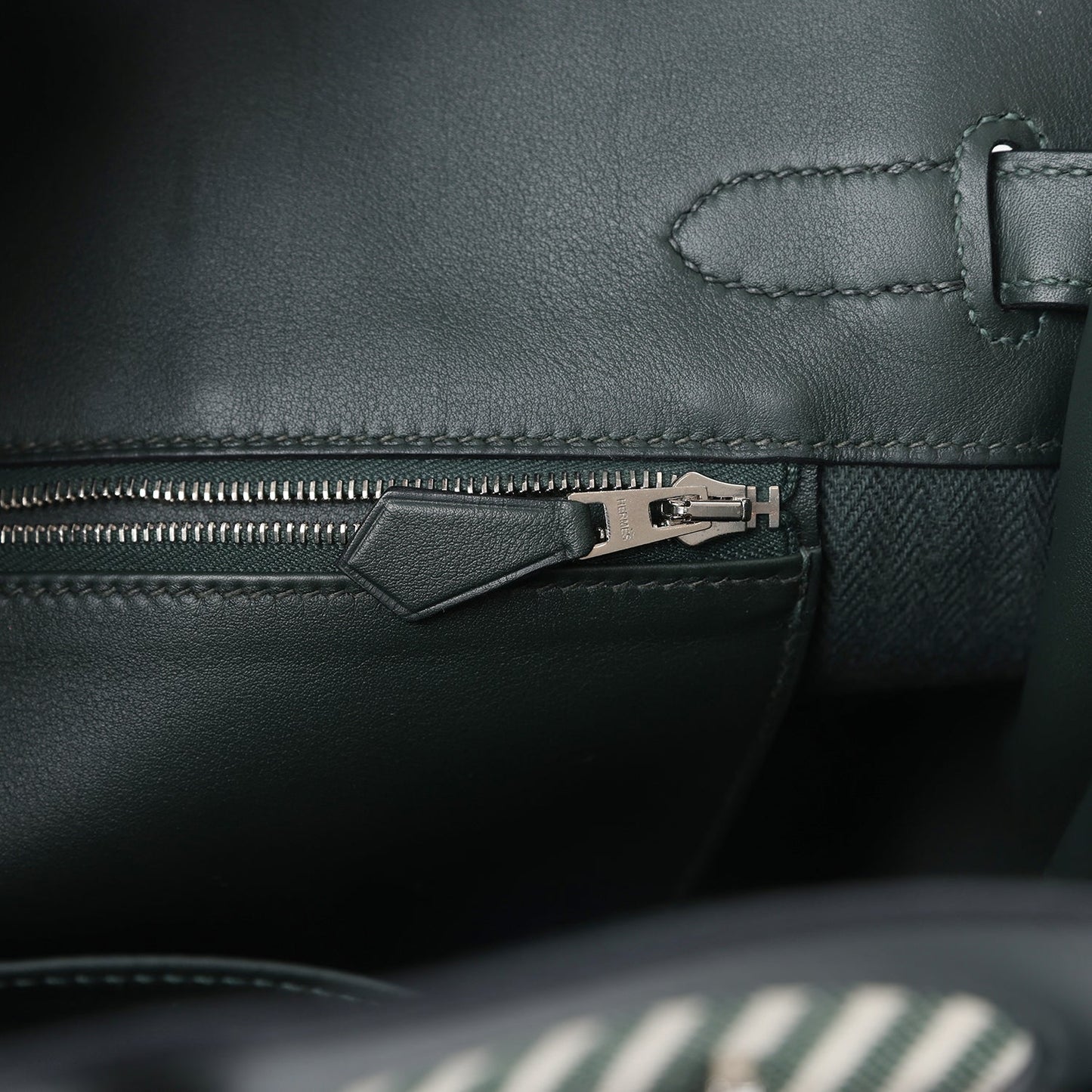 Hermes Birkin 35 Toile Riga and Vert Anglais Swift Palladium Hardware