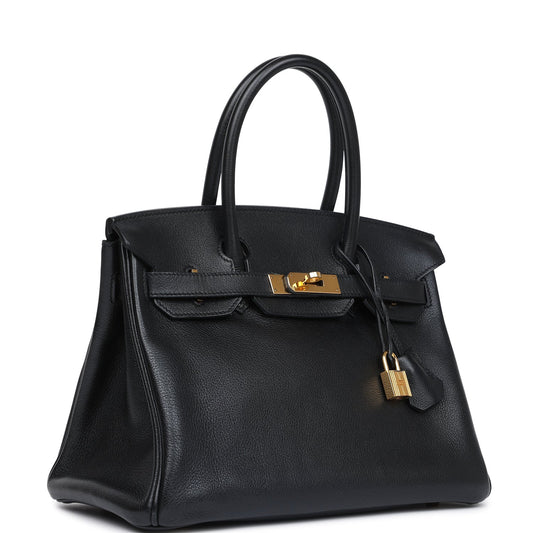 Hermes Birkin 30 Black Novillo Gold Hardware