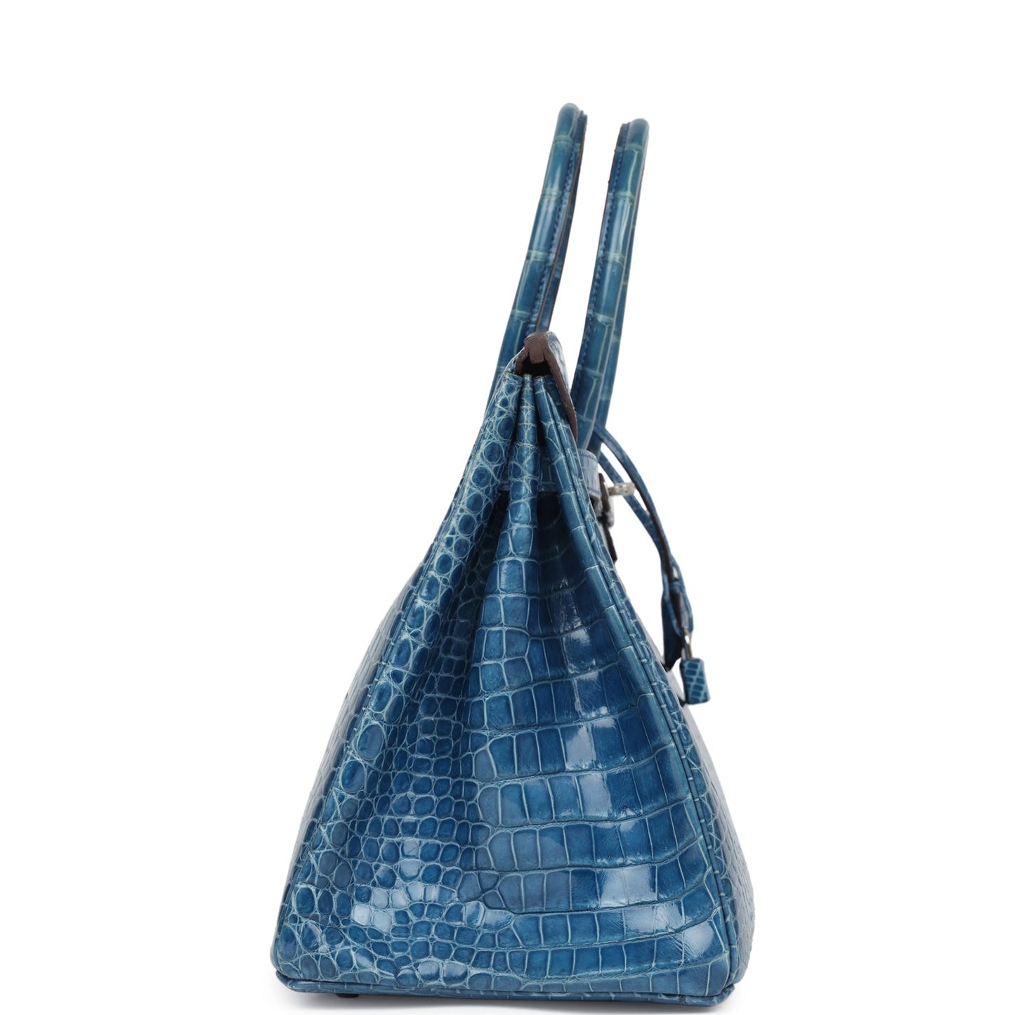 Hermes Birkin 35 Bleu Mykonos Shiny Porosus Crocodile Palladium Hardware