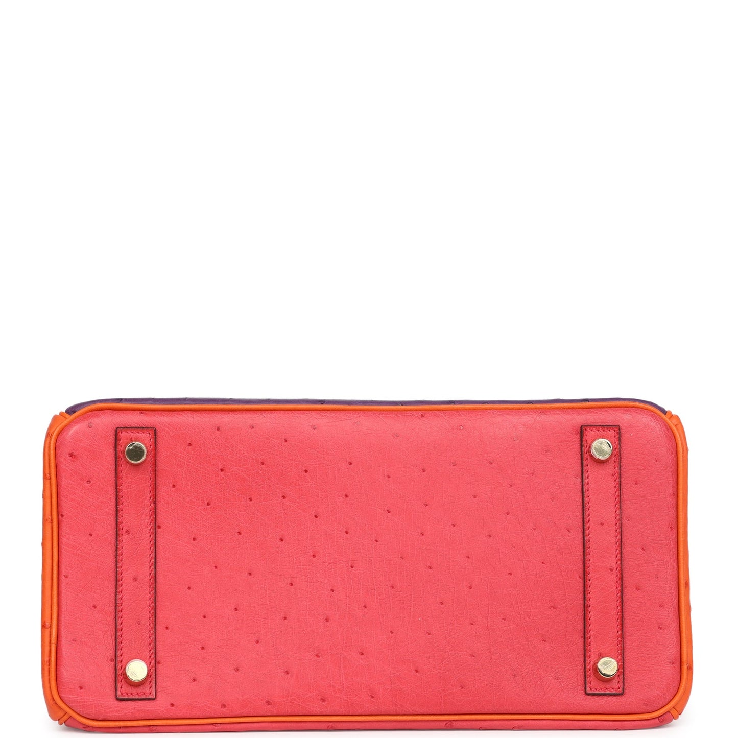 Hermes Special Order (HSS) Birkin 30 Tangerine, Violet and Bougainvillea Ostrich Gold Hardware