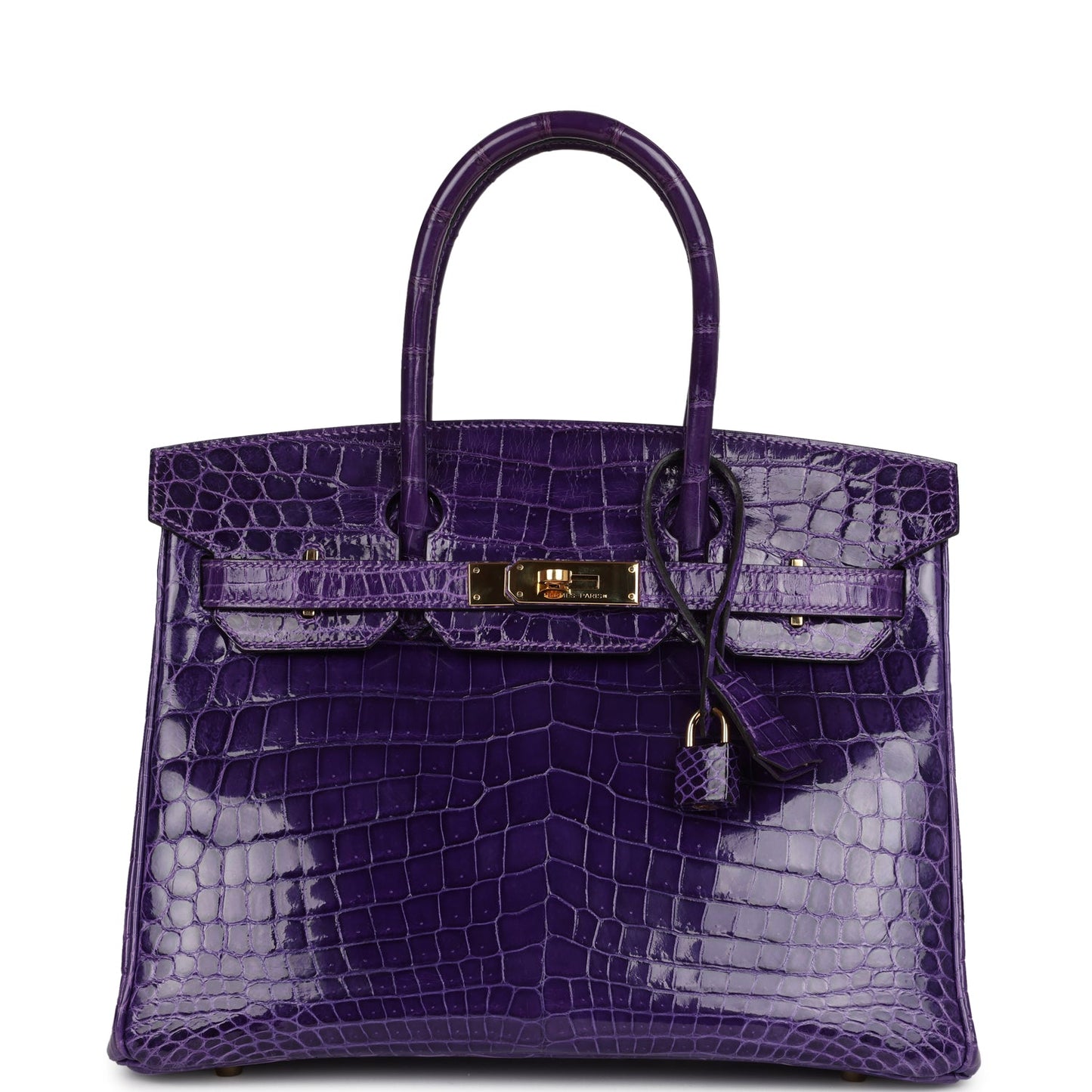 Hermes Birkin 30 Ultraviolet Shiny Niloticus Crocodile Gold Hardware