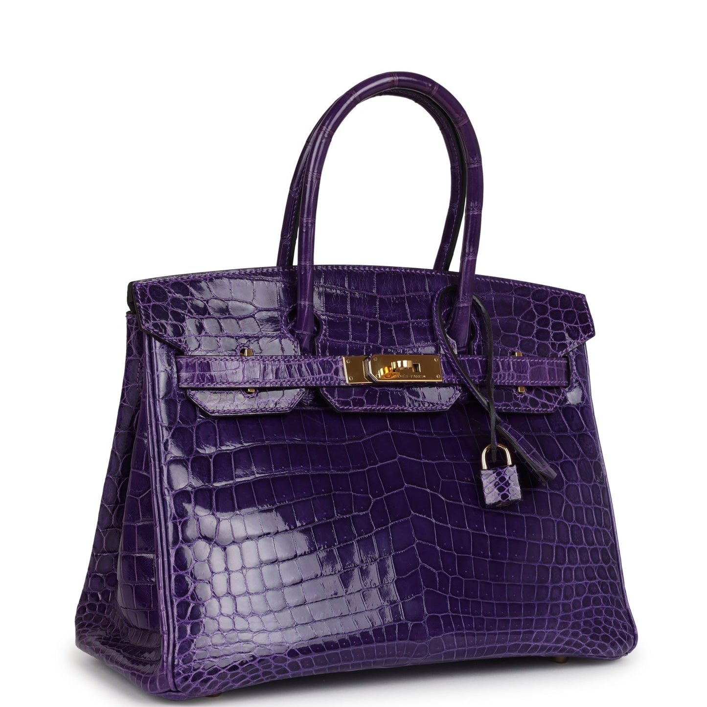 Hermes Birkin 30 Ultraviolet Shiny Niloticus Crocodile Gold Hardware