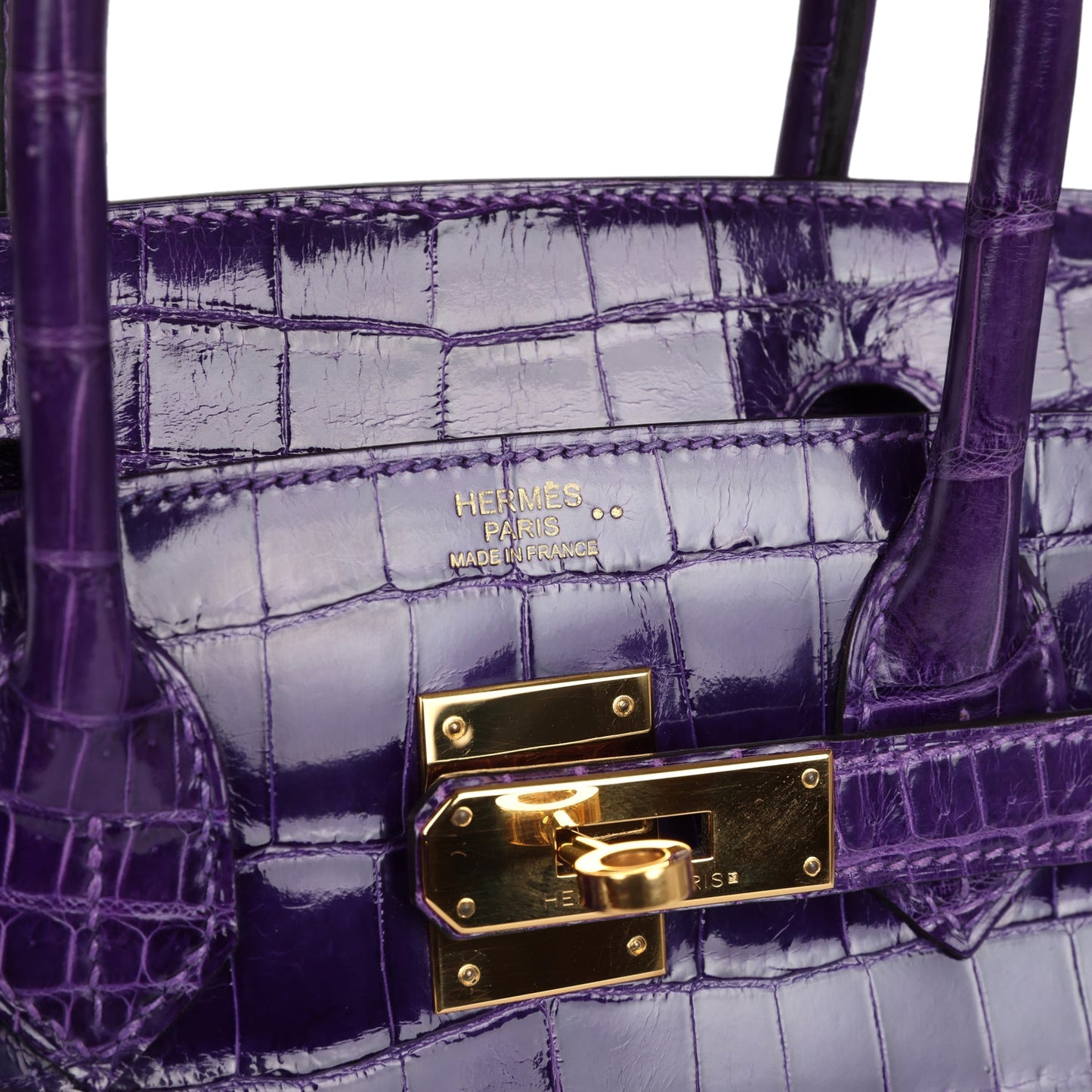 Hermes Birkin 30 Ultraviolet Shiny Niloticus Crocodile Gold Hardware