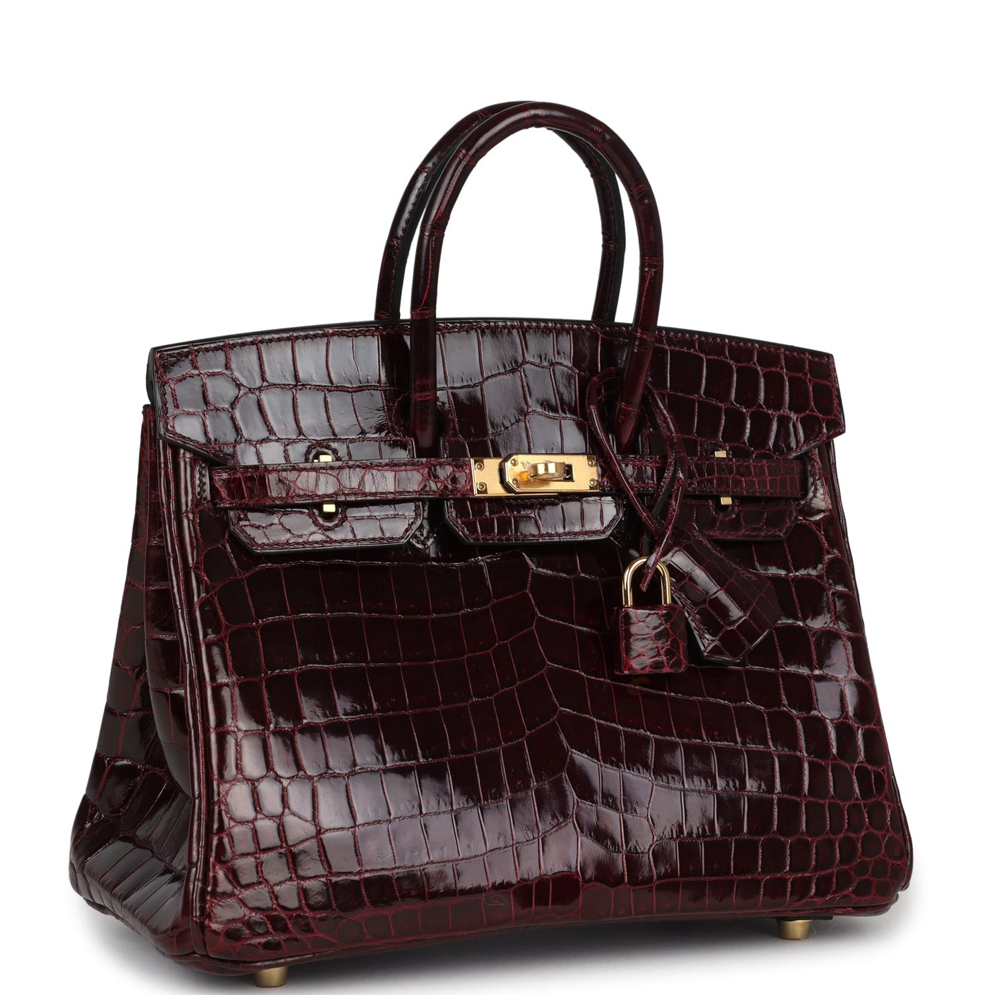 Hermes Birkin 25 Bordeaux Shiny Niloticus Crocodile Gold Hardware