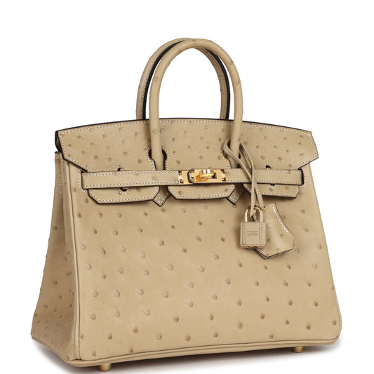 Hermes Birkin 25 Trench Ostrich Gold Hardware