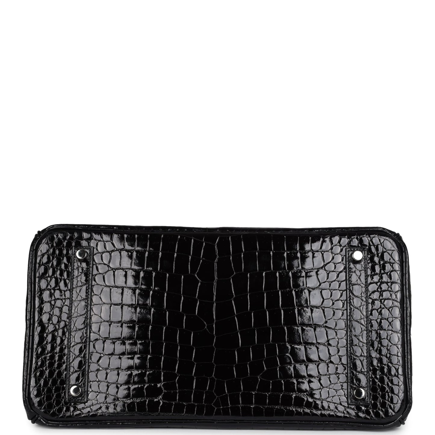 Hermes Birkin 35 Black Shiny Porosus Crocodile 18K White Gold Diamond Hardware